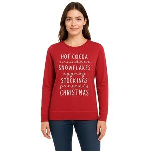 STATE‎ OF MINE Red Crew Neck Christmas Pullover Sweater Womens Large